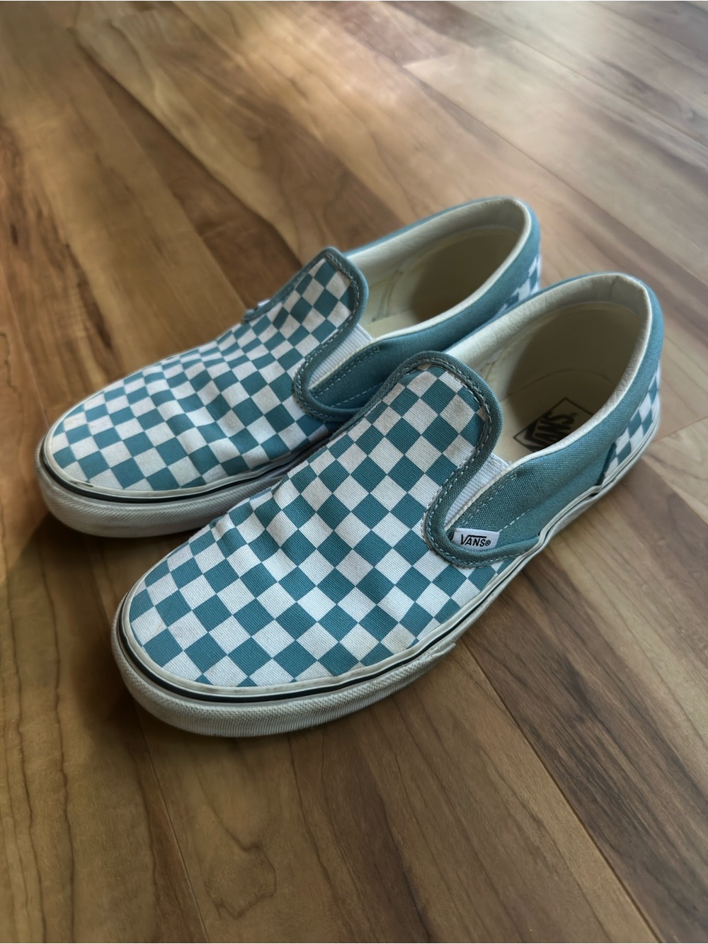 Vans Slip-On Checkerboard Light Blue/White Skate Shoe